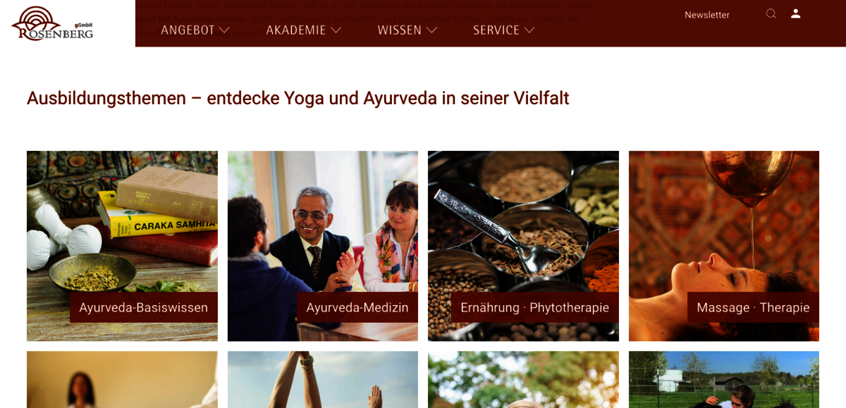 Die neue Plattform der Europäischen Akademie für Ayurveda Rosenberg